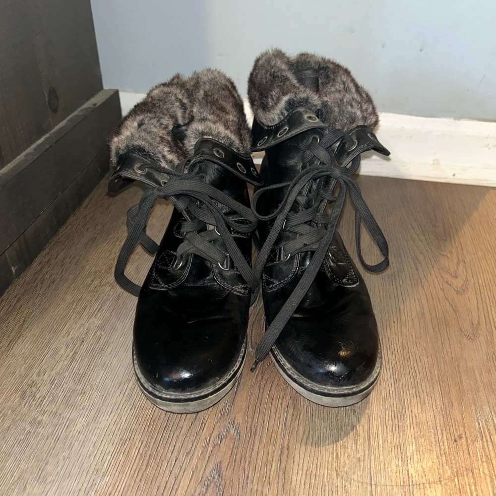 Black lace up boots